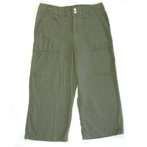 Seven7 Cropped Pants Womens Sz 8 Fatigue Green High Rise 23.5 Inseam Lightweight